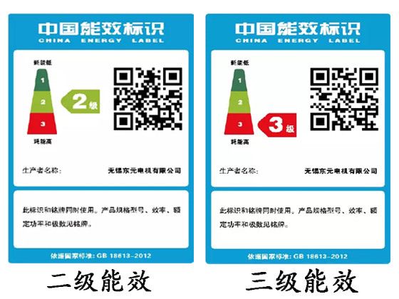 東元電機新二級能效標(biāo)簽和新三級能效標(biāo)簽